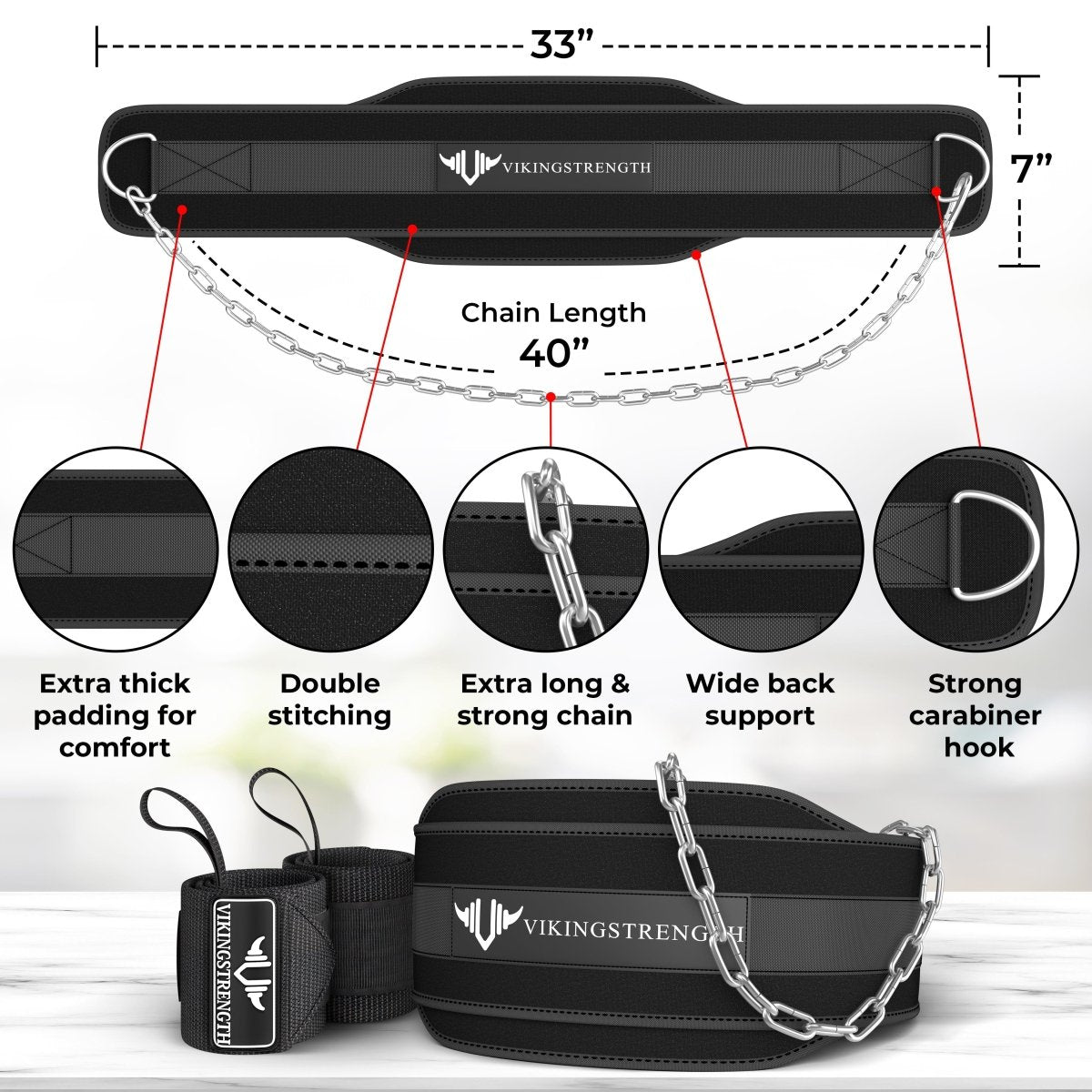 Dips Belte + Wrist Wraps - Vikingstrength Norge